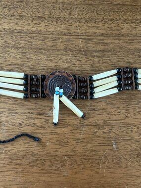 Vintage Leather and Bone Native American Indian choker necklace